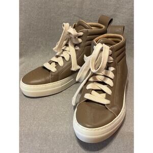 Helmut Lang Size EU 39 Italian High Top Taupe Leather Sneakers Barely Worn EUC